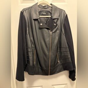 Torrid Black Faux Leather Jacket with Black Sleeves